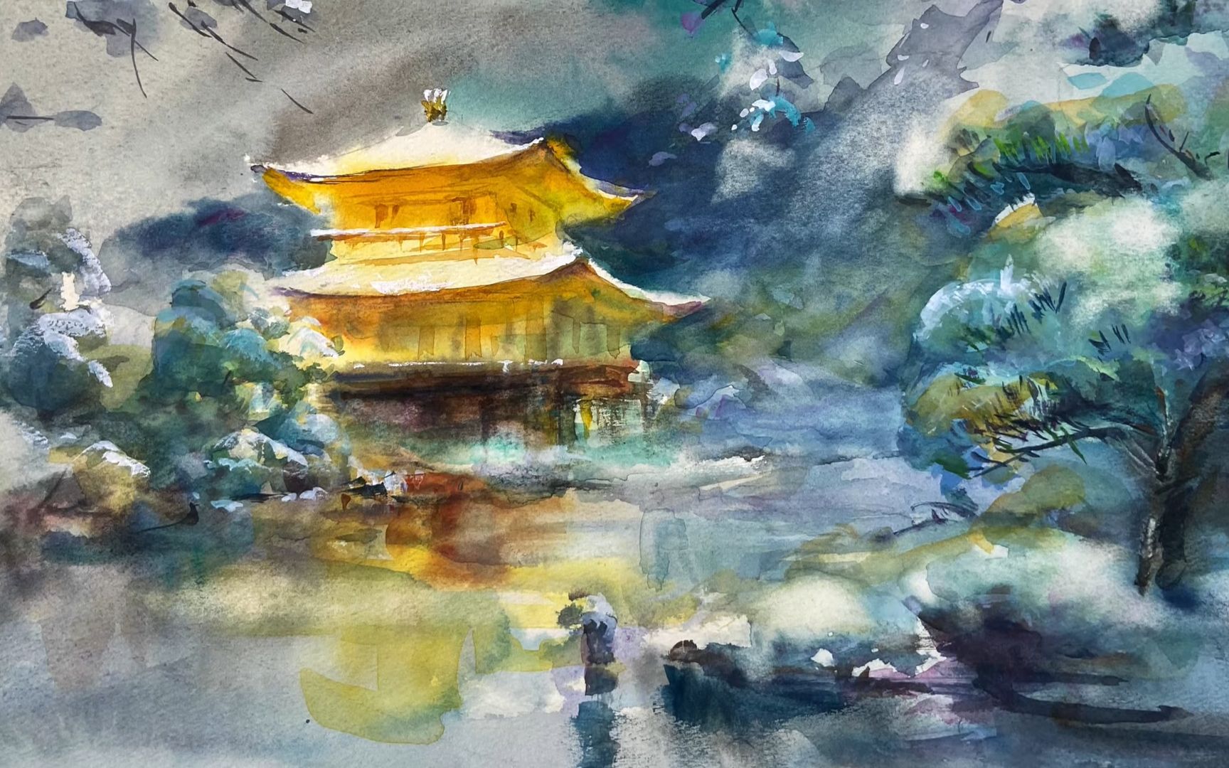 【水彩】日本金阁寺
