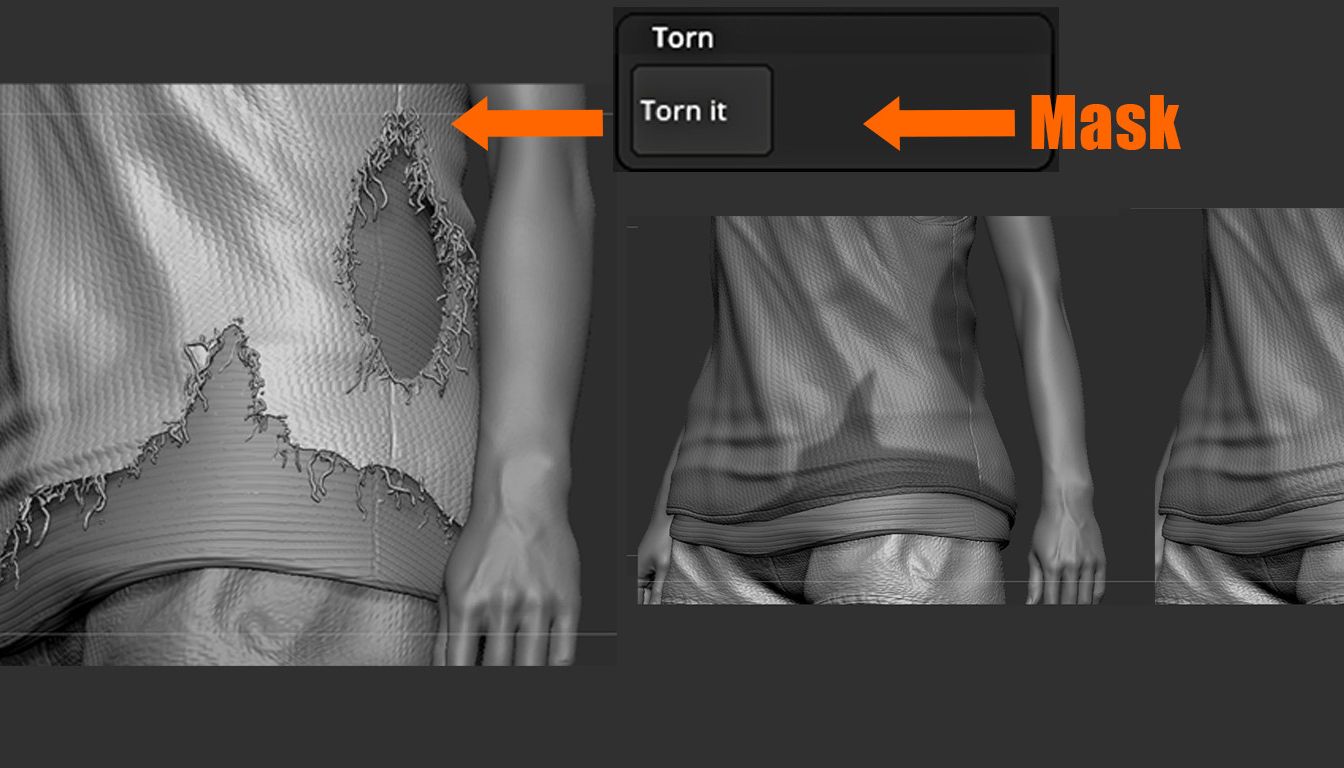 ZBrush素材服装布料破洞牛仔裤切割撕裂ZSC插件ZB建模雕刻辅助ZBrush Torn Cloth Plugin哔哩哔哩bilibili