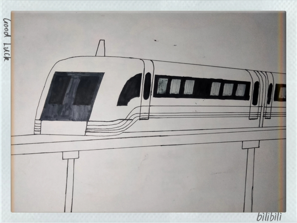 磁悬浮列车插画图片