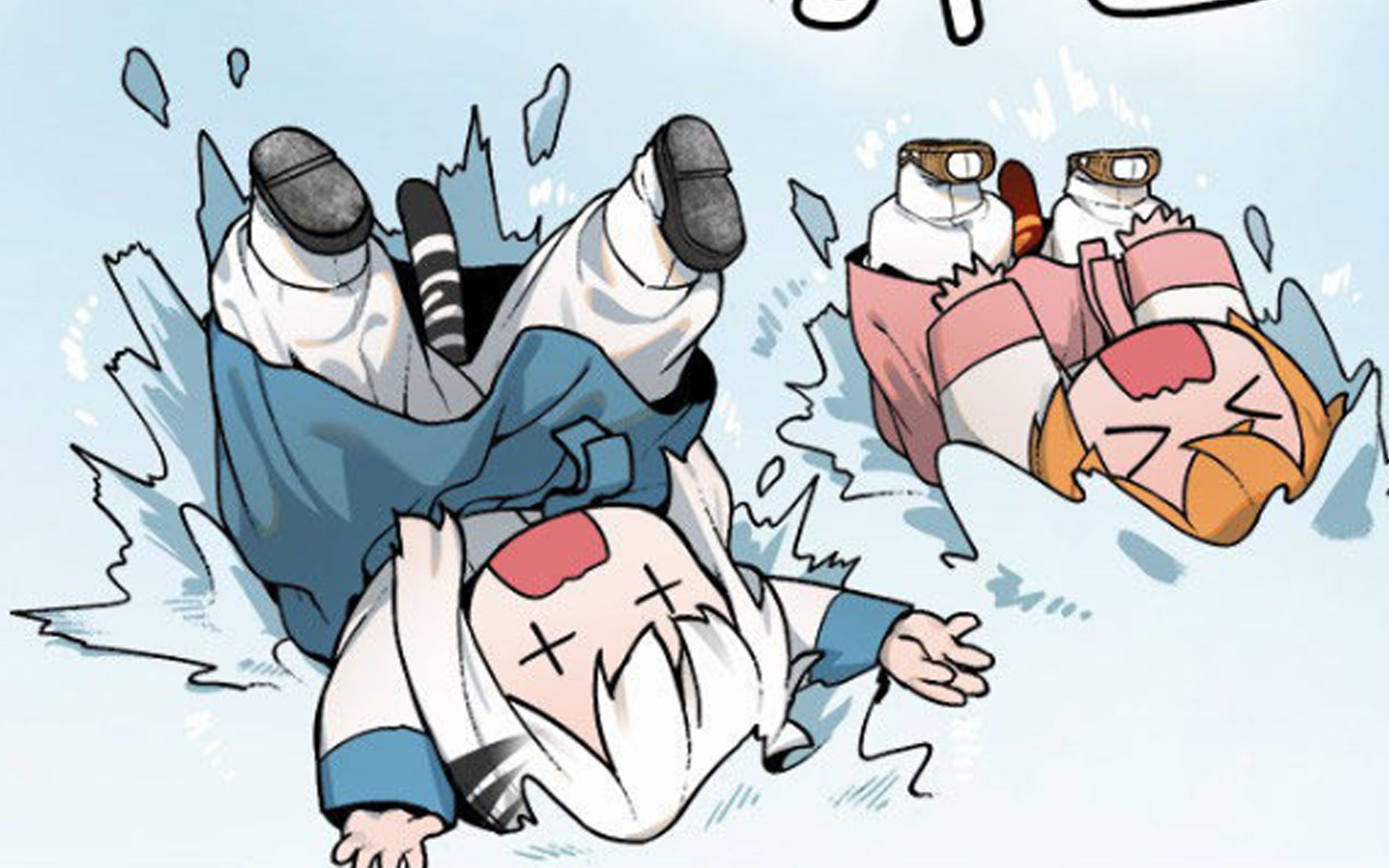 两只小老虎在雪地里奔跑,下一秒摔了个四脚朝天