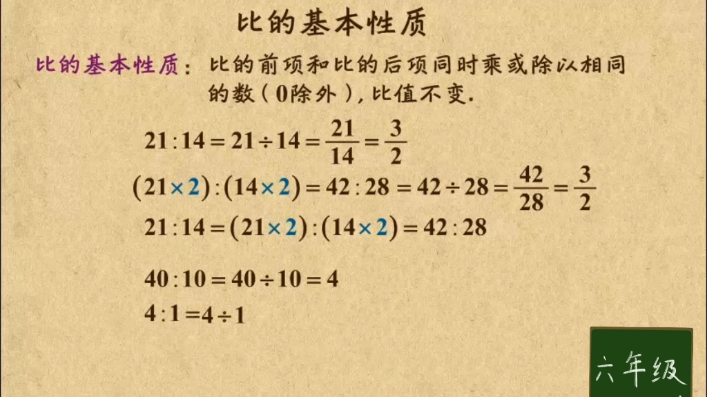 六年级数学上册同步讲解《比的基本性质》,跟我轻松学数学.哔哩哔哩bilibili