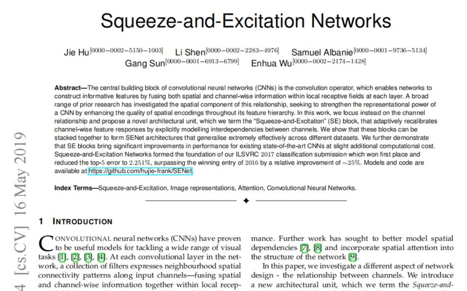 [图]Squeeze-and-Excitation Networks论文精读