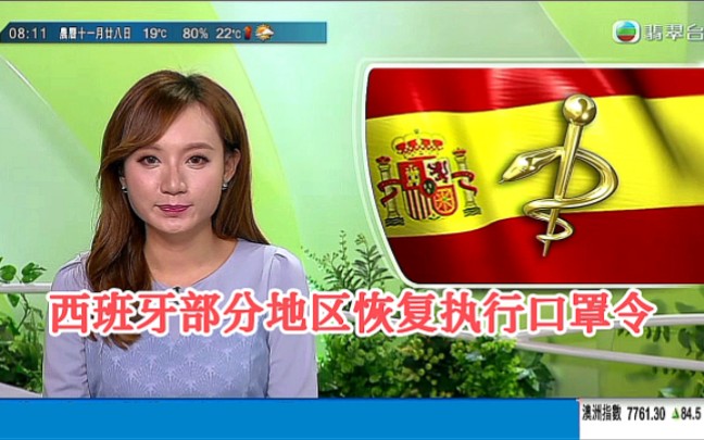 【TVB翡翠台】早间新闻:西班牙部分地区恢复执行口罩令哔哩哔哩bilibili