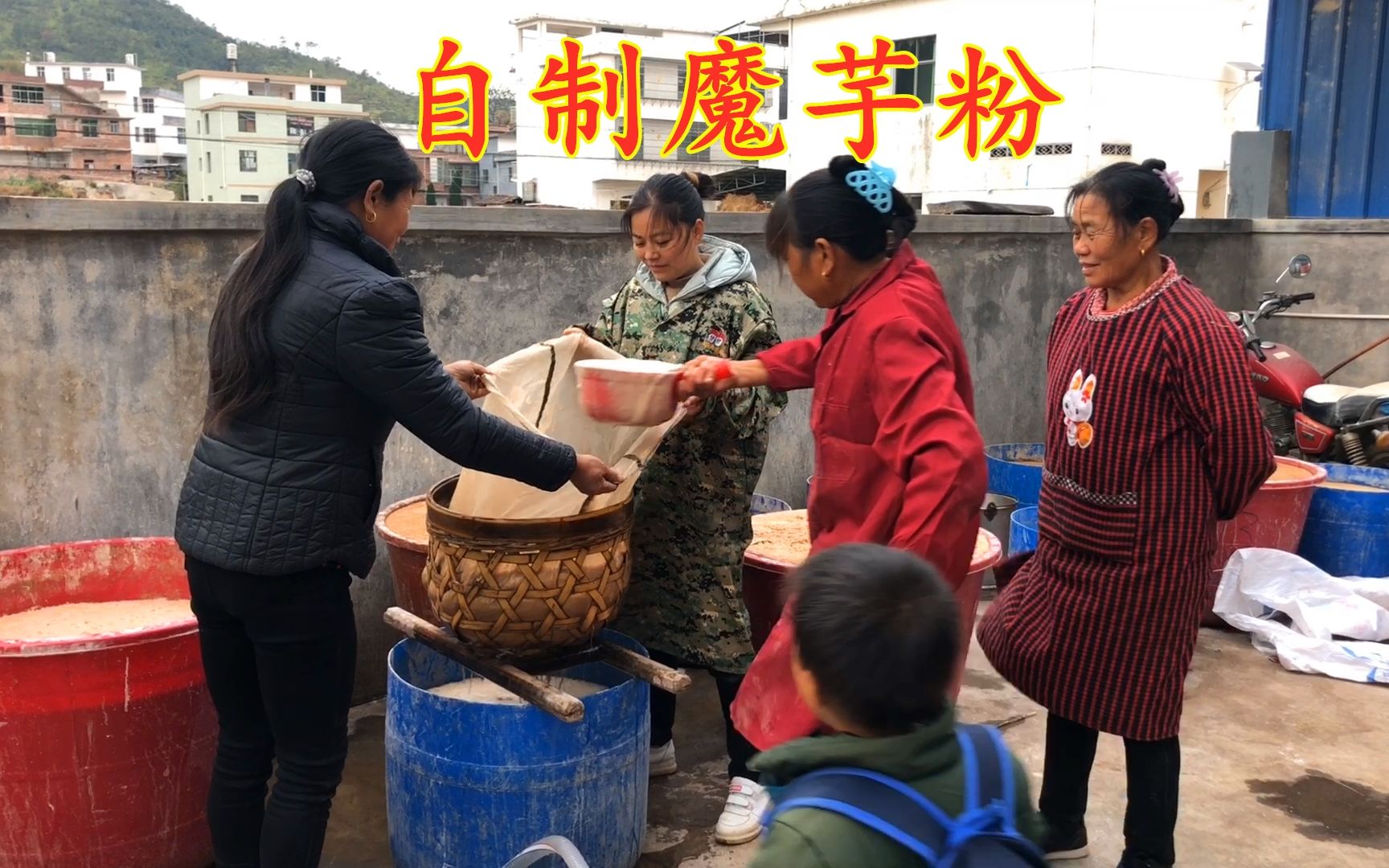 农村婆媳自制魔芋粉,花几天时间才做好,这样的淀粉有钱都不好买哔哩哔哩bilibili