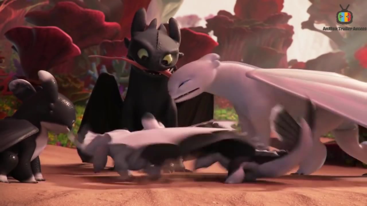 动画短片驯龙高手无牙仔一家小龙好可爱我喜欢那只花的