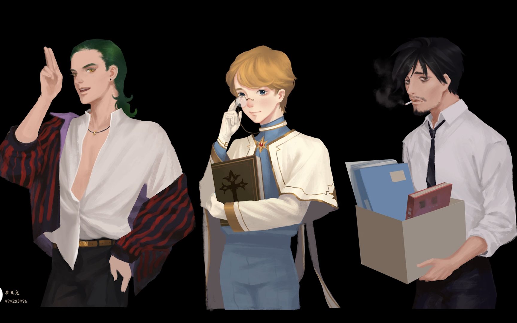 【板绘过程】【无限流跑团立绘】速途~一次放仨