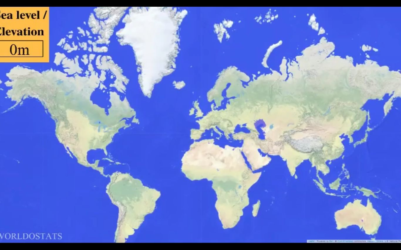 世界海平面上升模拟09000米