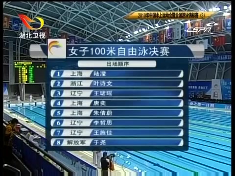 【叶诗文】2010年中国水上运动会暨全国游泳锦标赛100米自由泳哔哩哔哩bilibili