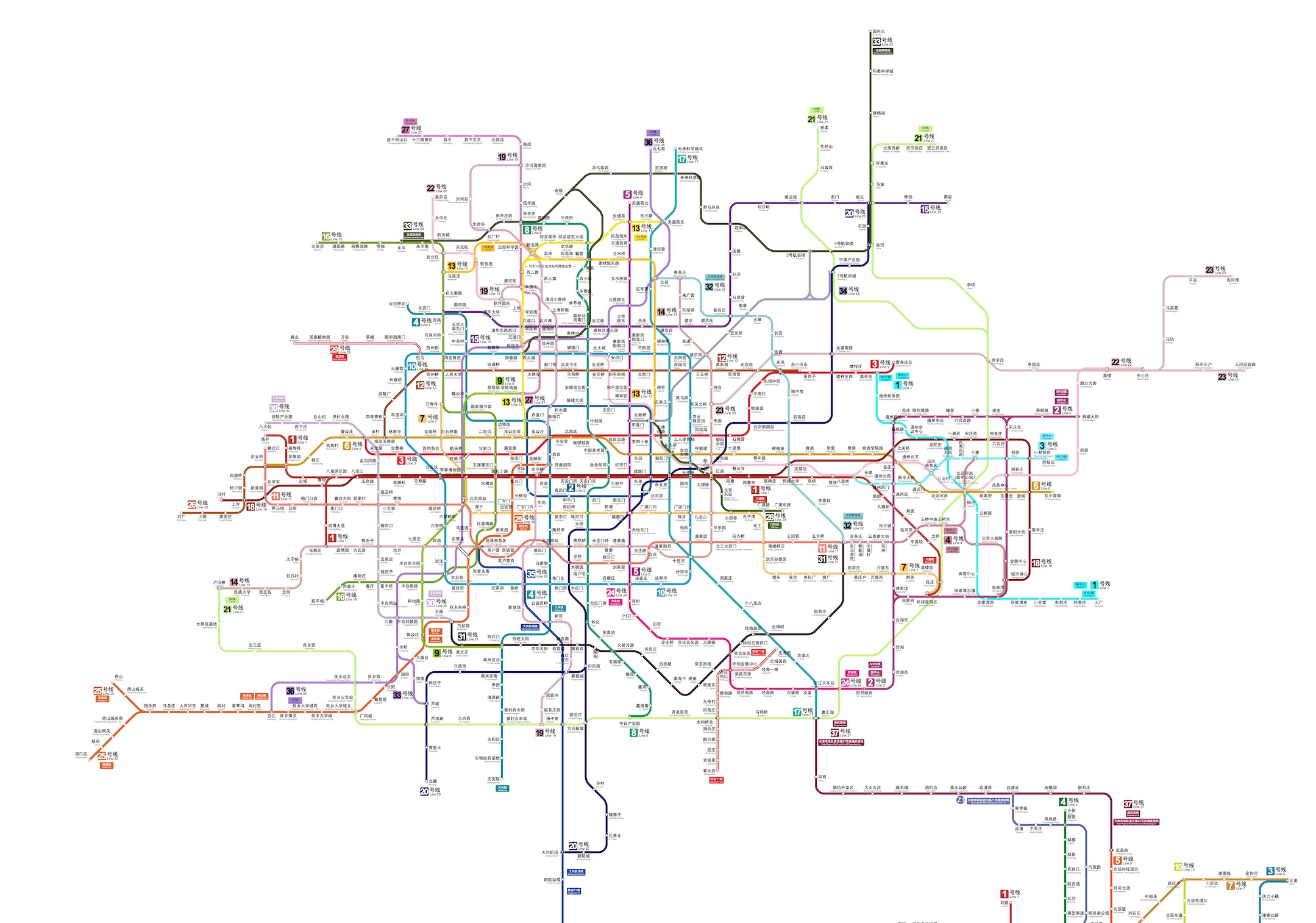 自制 北京轨道交通远期线路图