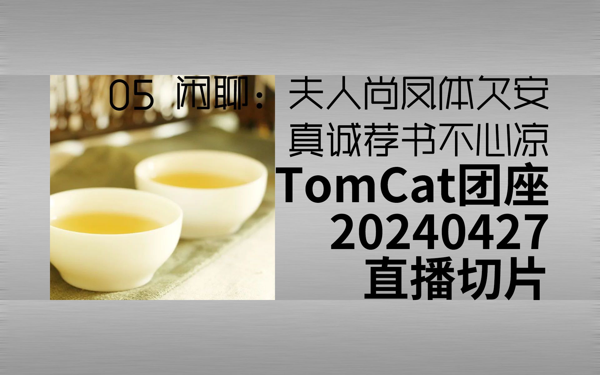 【切片】TomCat团座20240427直播切片 | 05 闲聊:夫人尚凤体欠安 真诚荐书不心凉哔哩哔哩bilibili