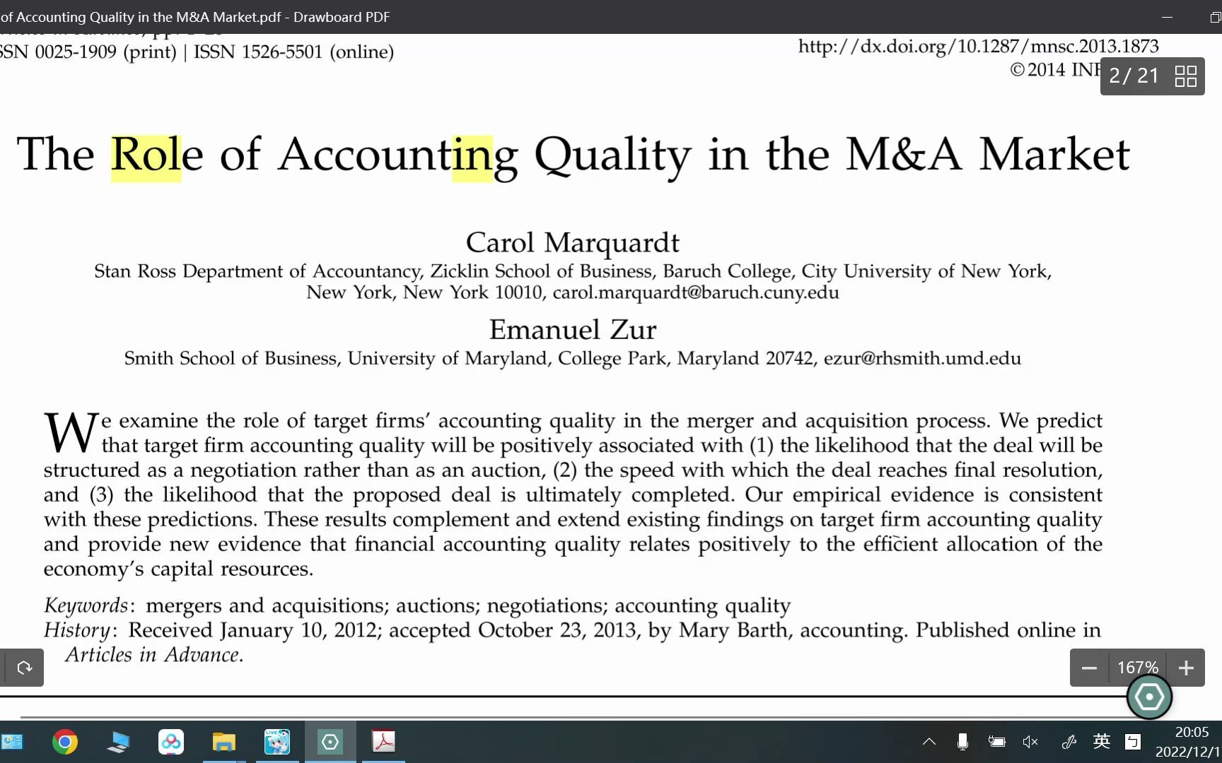 [图]【小恩带你读论文】The Role of Accounting Quality in the M&A Market