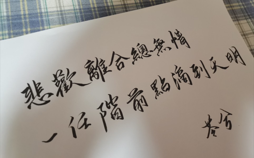 练字手写悲欢离合总无情一任阶前点滴到天明