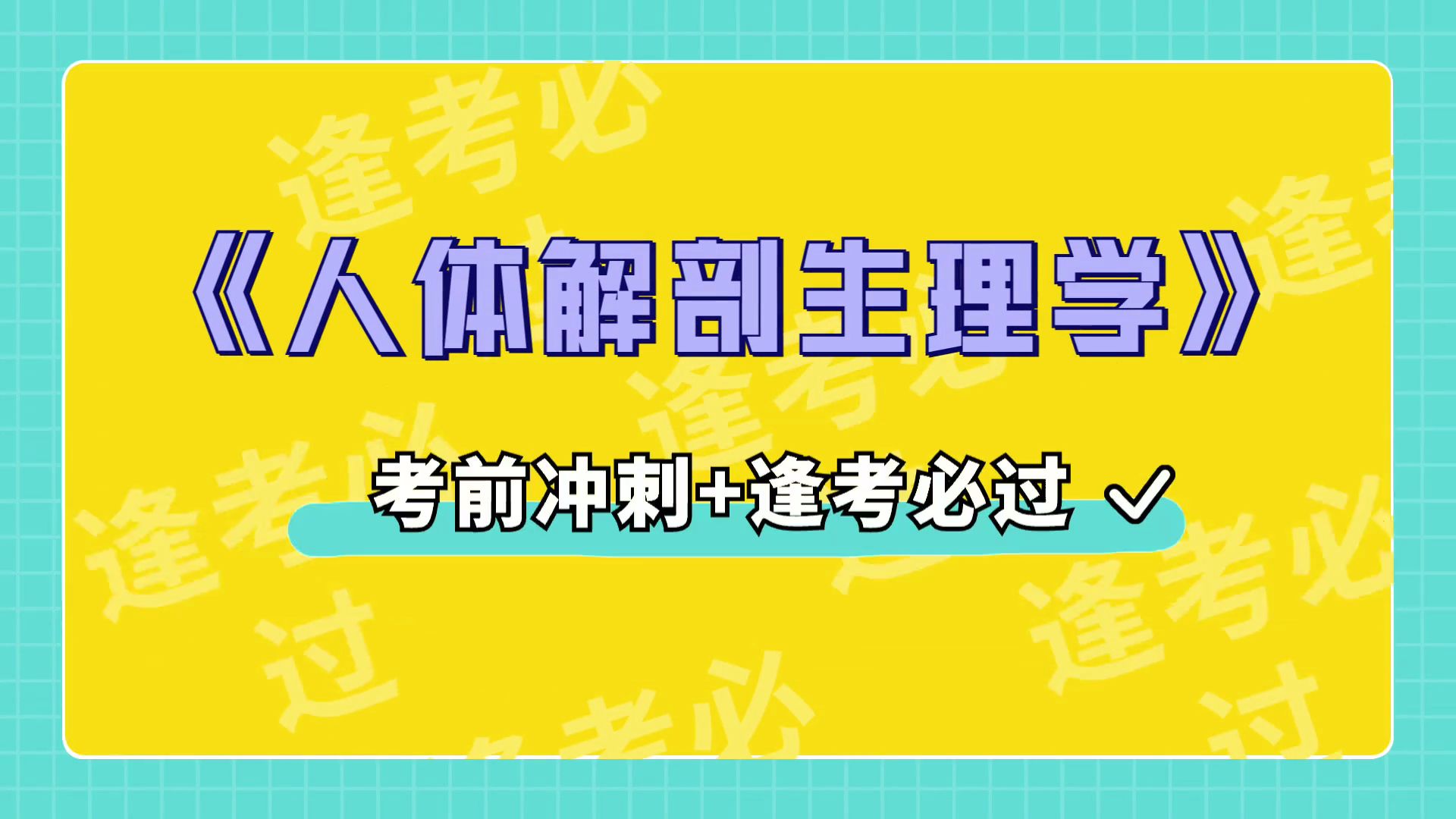 [图]备考必看《人体解剖生理学》，重点+名释+题库+知识点，备考最后阶段的窍门！考试大冲刺