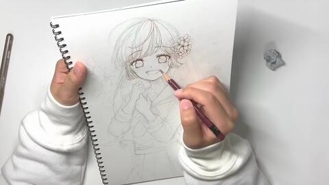 アナログ絵 女の子いっぱい描いてみた イラストメイキング シャーペン 哔哩哔哩 Bilibili