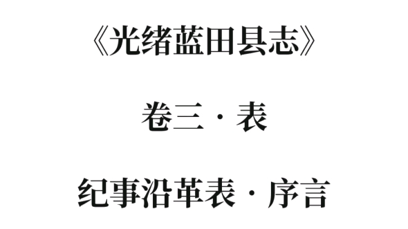 [图]陕西蓝田|光绪蓝田县志：纪事沿革表