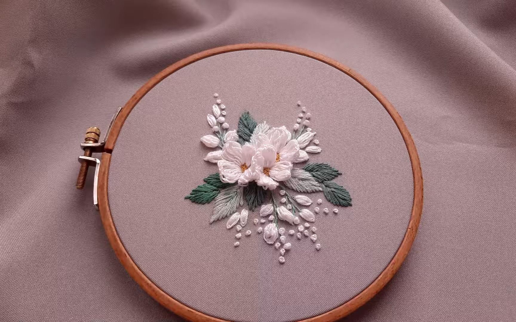 【malina gm embroidery】精致立体茉莉花刺绣教程3d jasmine flowers