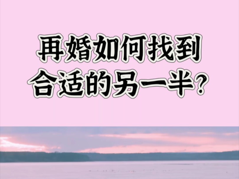 再婚如何找到合适的另一半?哔哩哔哩bilibili