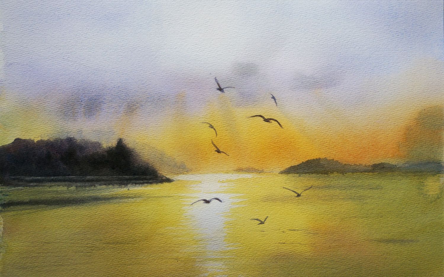 黄源勇水彩示范|太湖晚霞_哔哩哔哩 (゜-゜)つロ 干杯~-bilibili