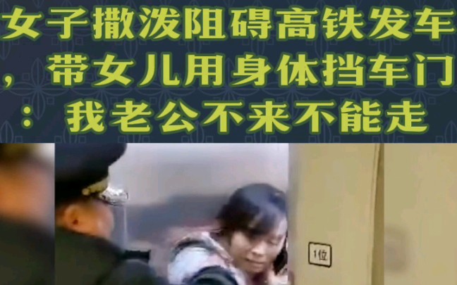 女子撒泼阻碍高铁发车,带女儿用身体挡车门:我老公不来不能走哔哩哔哩bilibili