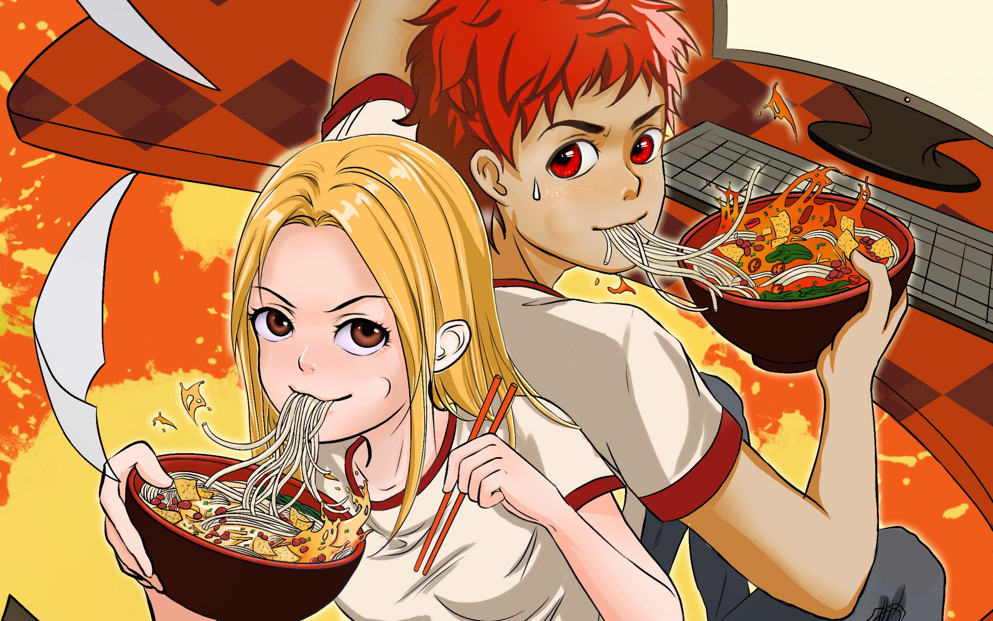 【procreate】日常摸鱼(其实不是摸鱼)嗦粉主题的双人嗦粉大战