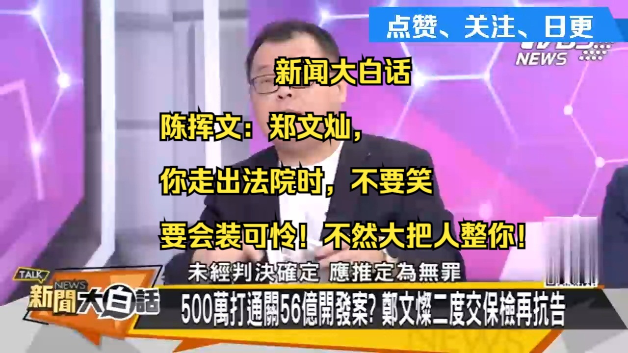 新闻大白话 陈挥文:郑文灿,你走出法院时,不要笑,要会装可怜!不然大把人整你!哔哩哔哩bilibili