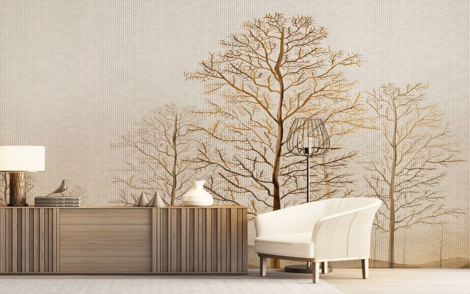 软装壁纸欣赏 #墙纸案例 【第7期】客厅 背景定制壁画 轻奢风 #知末