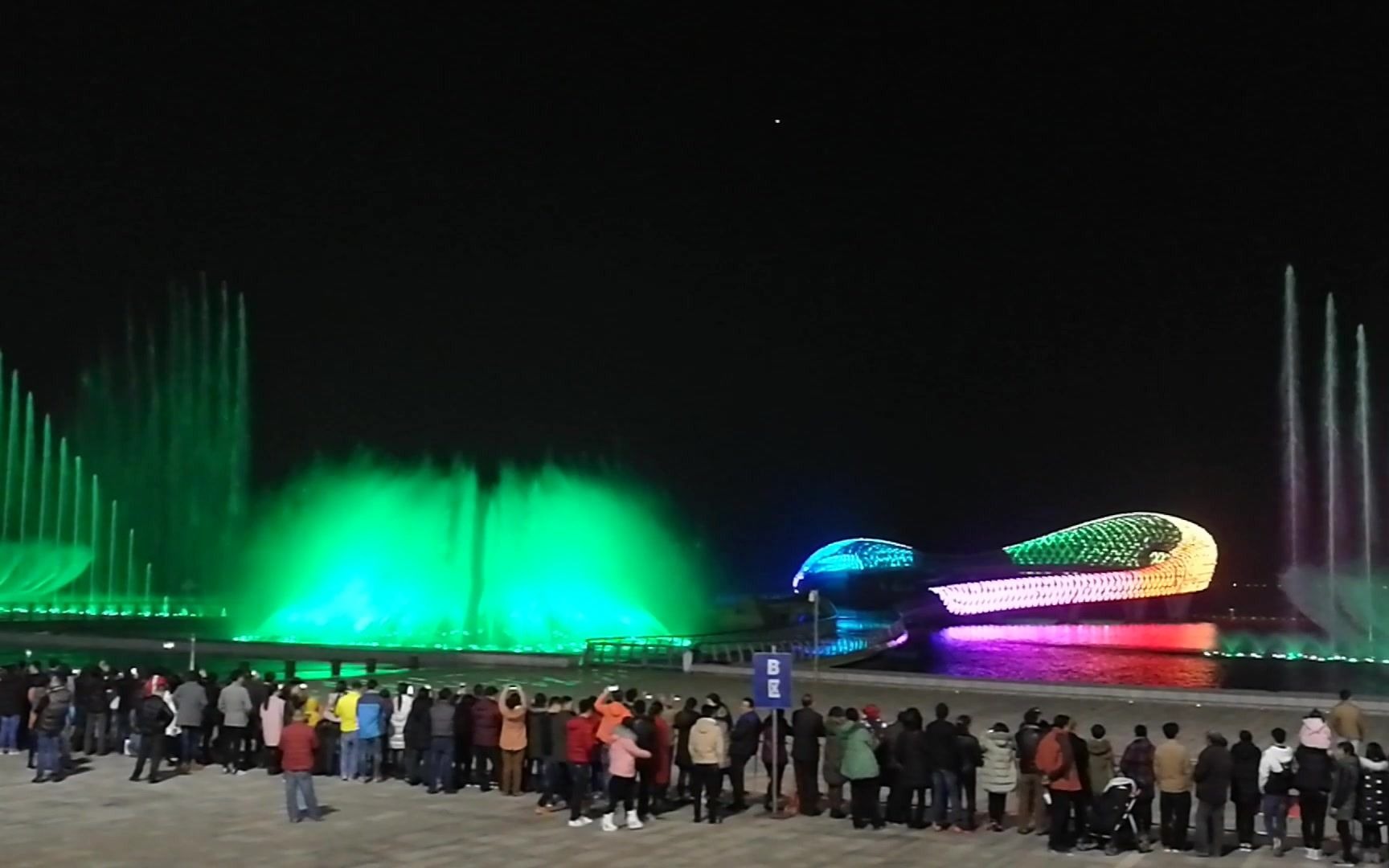 苏州湾吴江东太湖阅湖台音乐喷泉二