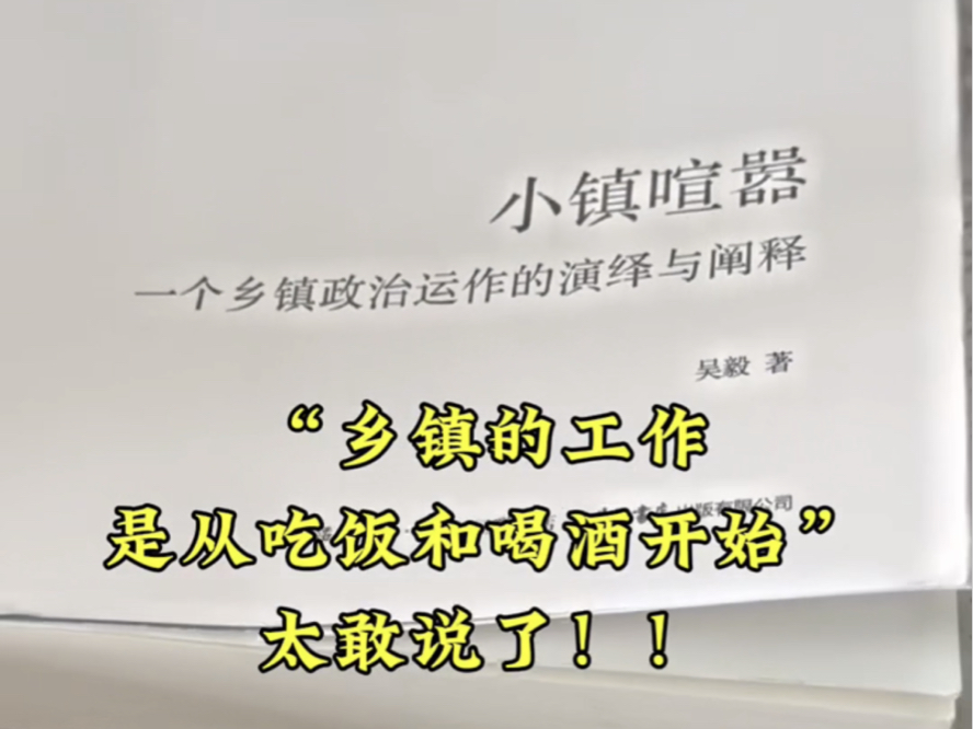 “乡镇的工作是从吃饭和喝酒开始的”,真是太敢写了!!一本讲述基层政治博弈的百科全书,体制内必读!!哔哩哔哩bilibili