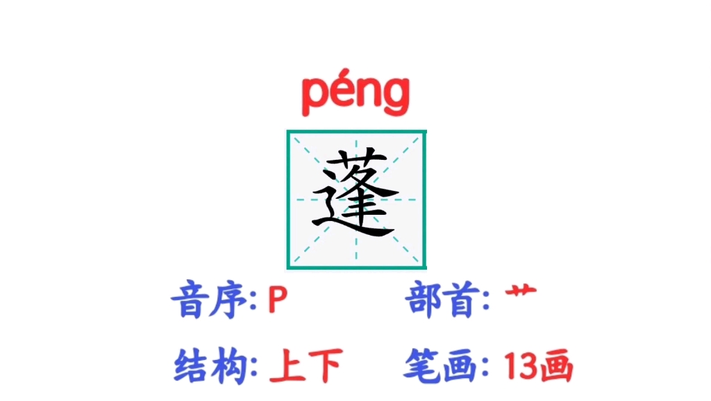 三年级语文下册生字【蓬】笔顺,组词,造句和词语释义