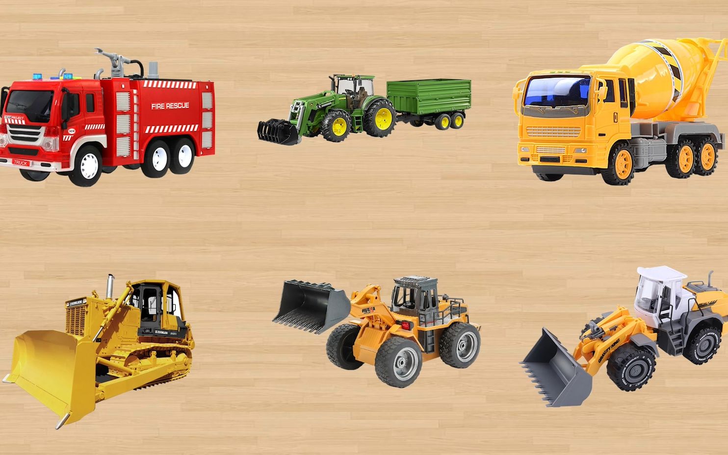 学习认识消防车运输拖拉机 搅拌车推土机铲车等工程车