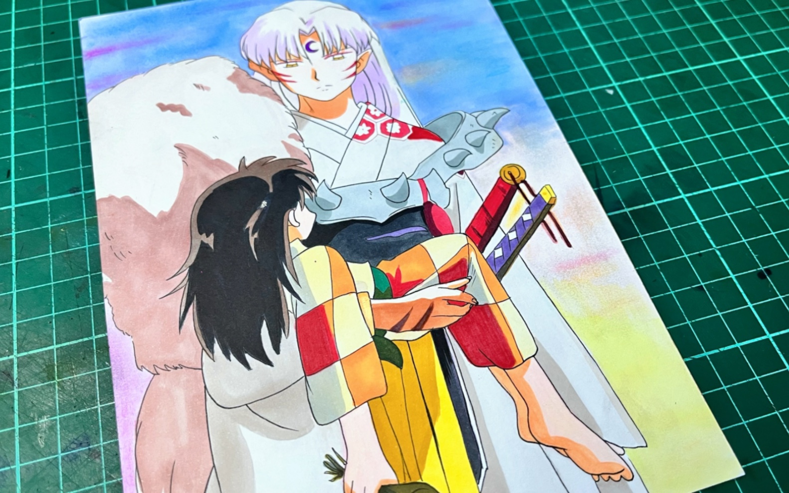 马克笔手绘-杀生丸和玲(越画越不好,效果不是很好)