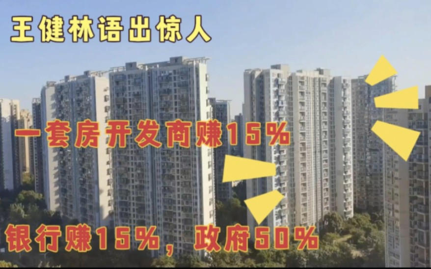 王健林语出惊人:一套房子,政府挣50%,开发商挣15%,银行挣15%哔哩哔哩bilibili