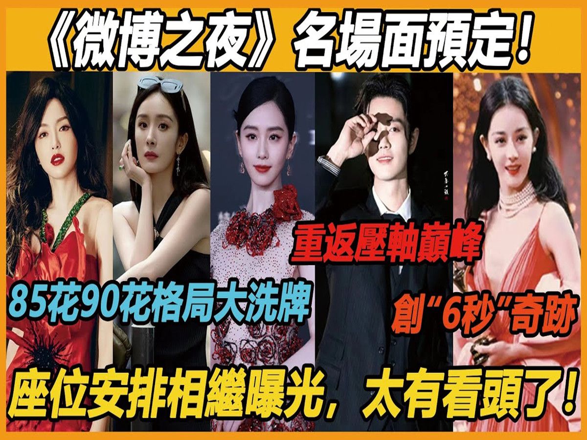 微博之夜2024已官宣,85花90花咖位再洗牌,多个名场面已预定! 杨颖消失,唐嫣娜札补位;肖战重返压轴巅峰;热巴创造「6秒」奇迹! 看点满满,值得...