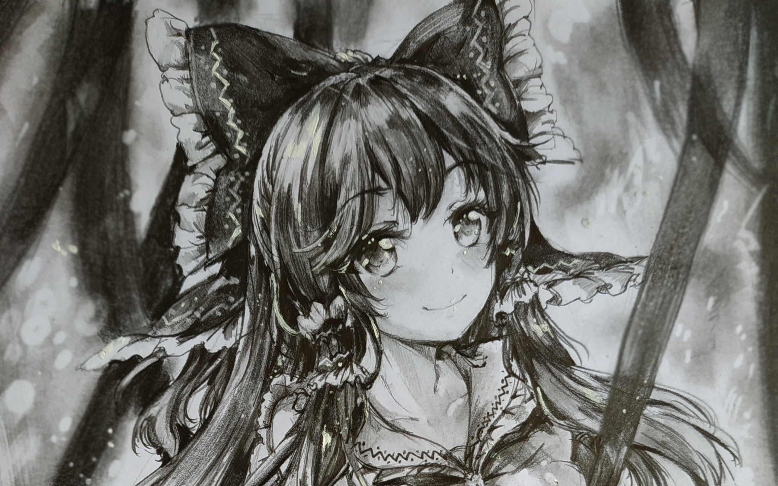 【铅笔手绘】深夜画东方project 灵梦_哔哩哔哩_bilibili