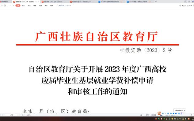 自治区教育厅关于开展2023年度广西高校应届毕业生基层就业学费补偿申请和审核工作的通知哔哩哔哩bilibili