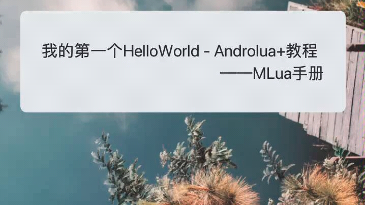 【Androlua+教程】我的第一个软件 HelloWorld  MLua手册  MUK哔哩哔哩bilibili