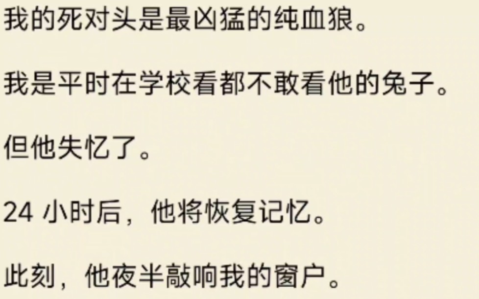 [图]（全文）我的死对头是最凶猛的纯血狼。我是平时在学校看都不敢看他的兔子。但他失忆了。24 小时后他将恢复记忆此刻，他夜半敲响我的窗户姐姐你真的会和你男朋友分手吗？