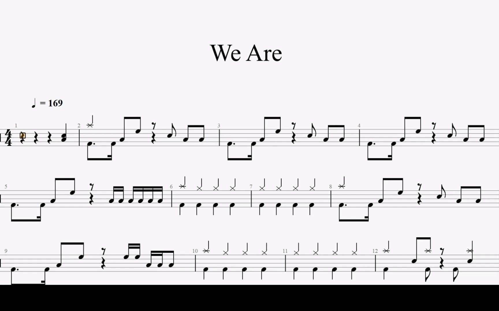 【每日更新】海贼王主题曲《we are》架子鼓动态鼓谱