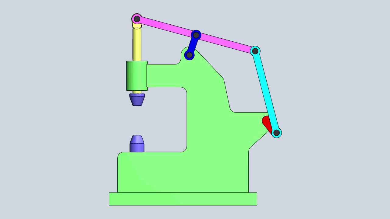 319曲柄与肘节接合six-bar slider-crank power hammer mechanism