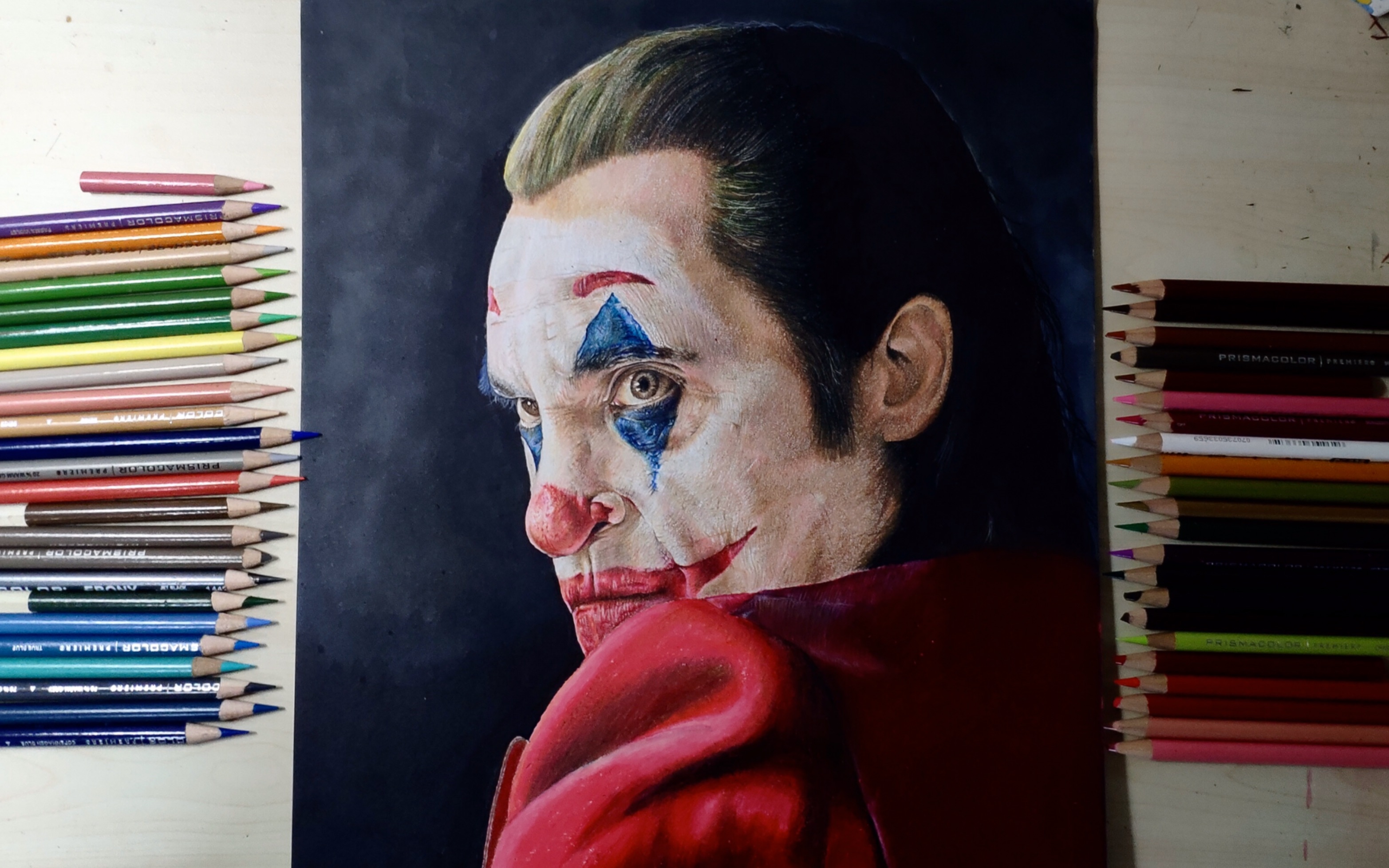 【彩铅手绘】《joker》花37小时画出来的小丑是什么效果【彩铅手绘】
