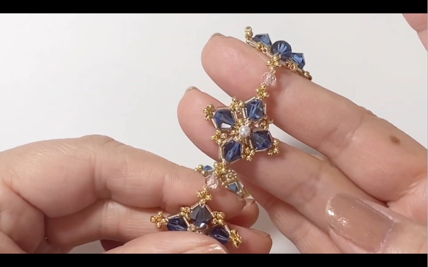 【串珠教程】6mm菱形水晶 菱形花边手链