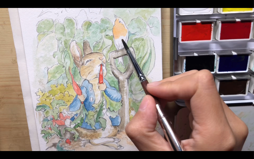 彼得兔水彩手绘过程