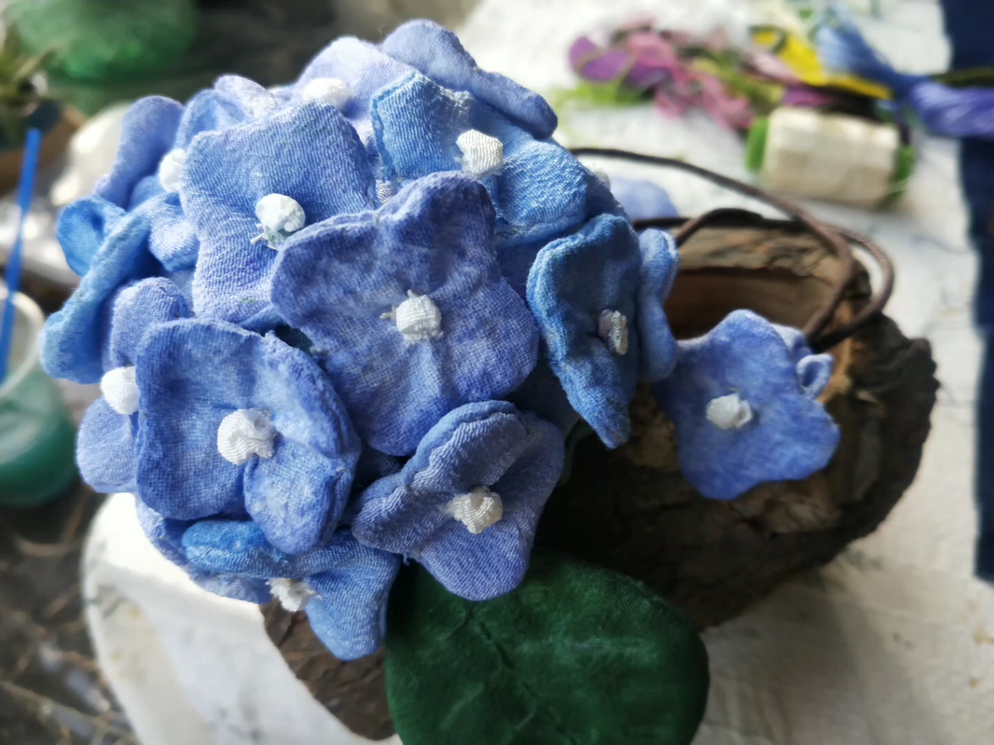 手工布艺绣球花香囊袋挂饰