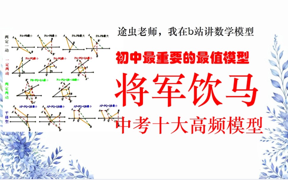 15分钟彻底弄懂将军饮马十大高频模型,初中数学中考重点,几乎每年都考!哔哩哔哩bilibili