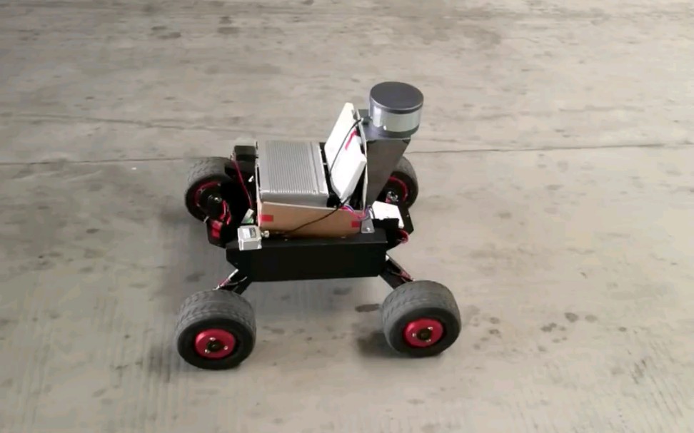 自制室外16线激光雷达slam低速无人小车巡逻车