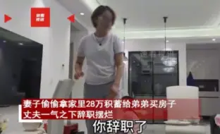 Download Video: 妻子拿28万支援弟弟买房，丈夫气炸辞职摆烂，给2个选择妻子慌了