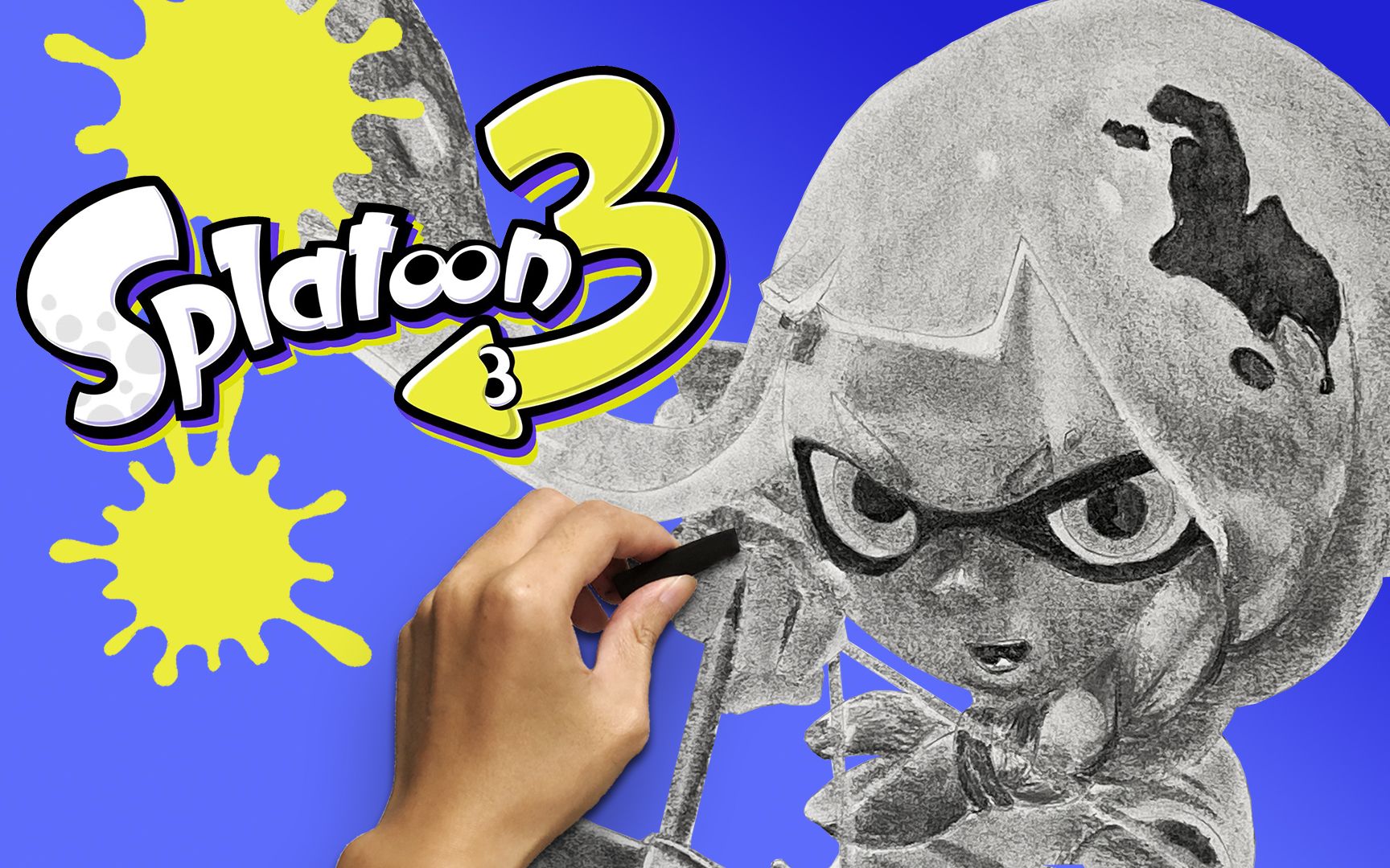 【缩时手绘】斯普拉顿 splatoon「英雄」炭笔画|jimmy画画