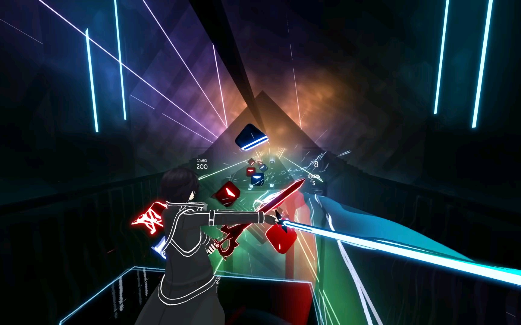 【beat saber】遊戲試玩,用kirito遊玩everytime we touch_嗶哩嗶哩