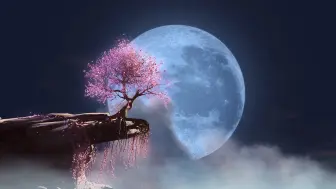 Video herunterladen: 【舞台背景】1分的夜空大月亮花树背景动画❤️ 浪漫梦幻舞蹈晚会年会循环动画