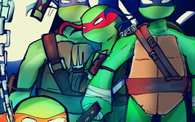 忍者神龟的简笔画彩色图片